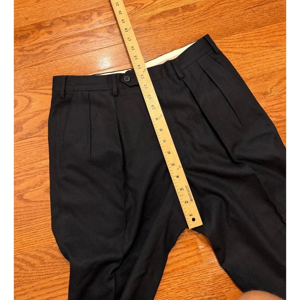 Paul Stuart Dress Pants Fits Mens 30x29 Black Wool Pleated Cuffed Italy Canada